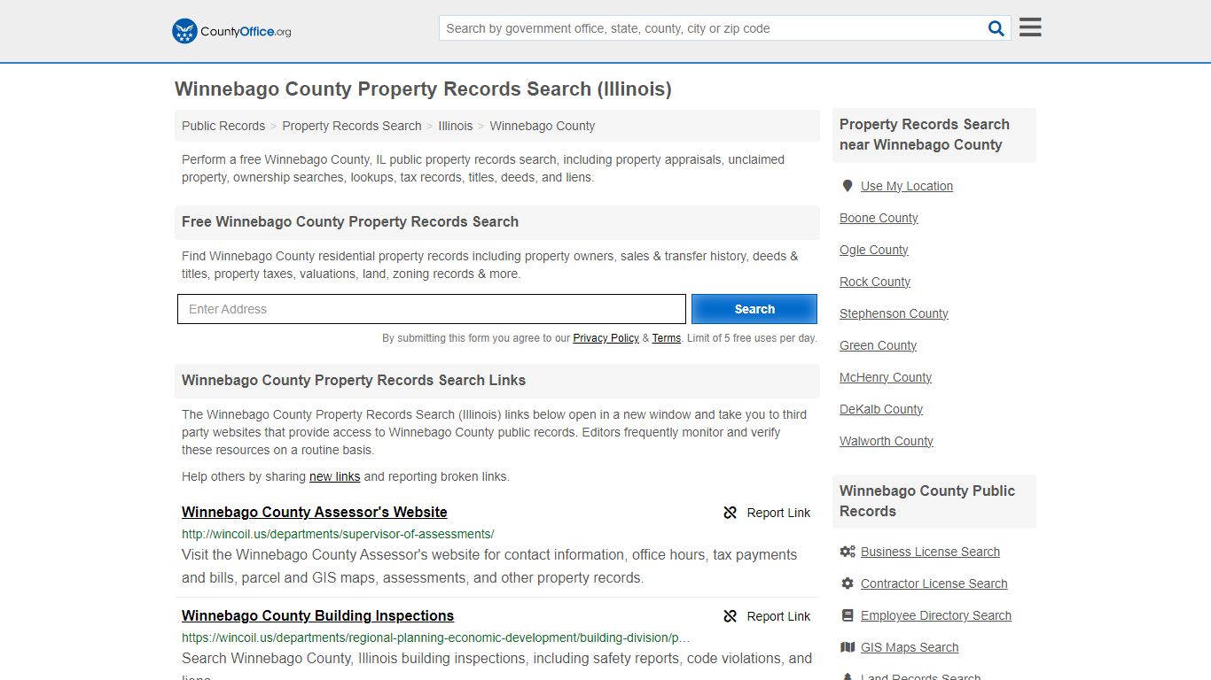 Winnebago County Property Records Search (Illinois) - County Office